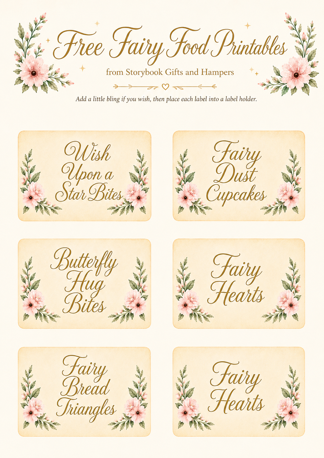 Free Fairy Food Printable's